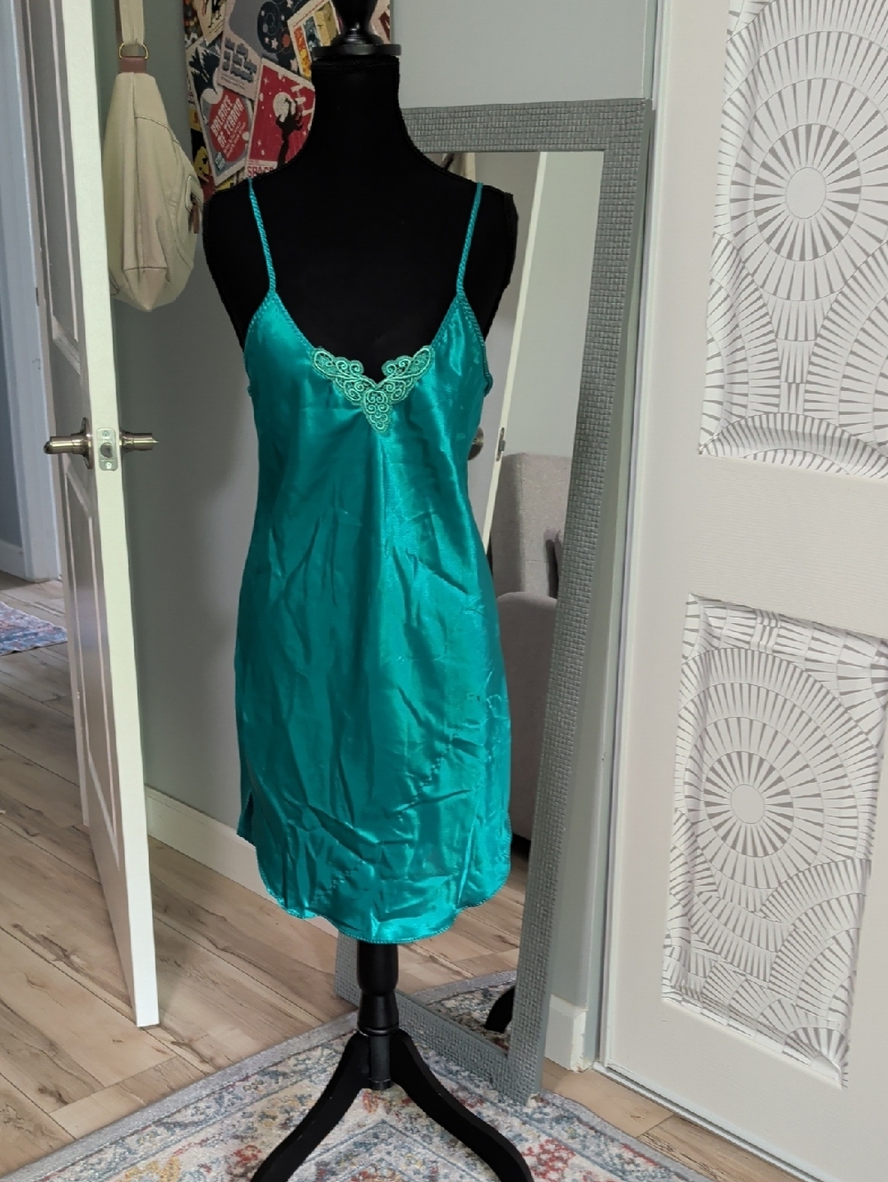 Vintage 80's Green Satin Nightie